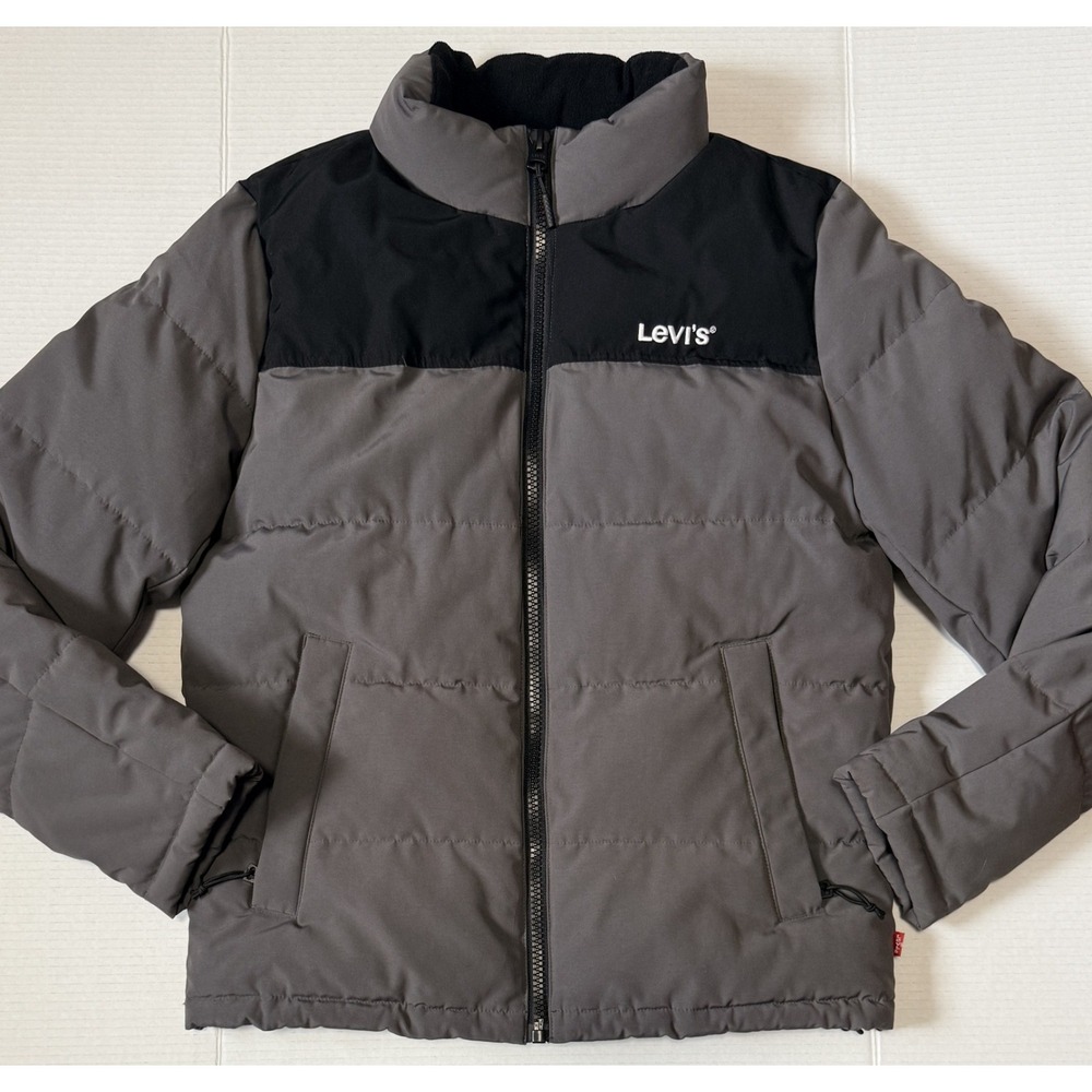 LEVI'S Arctic Cloth - Men's Gray Black Puffer Jacket - Size Small